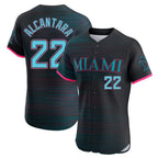 M.Marlins #22 Sandy Alcantara Player Black City Connect Home Limited Elite Ddoa Stitched Jerseys