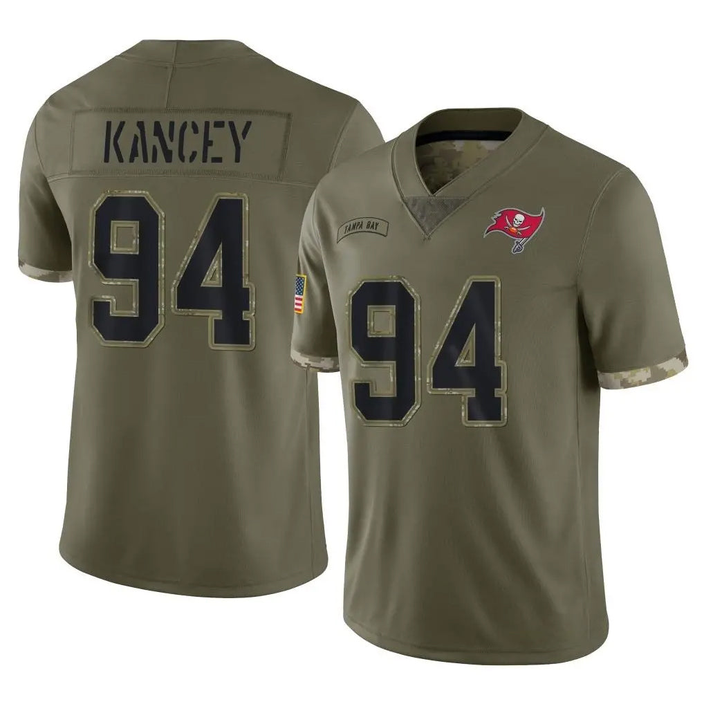 TB.Buccaneers #94 Calijah Kancey Player Olive Limited Salute To Service Home Game Ddoa Stitched Jerseys