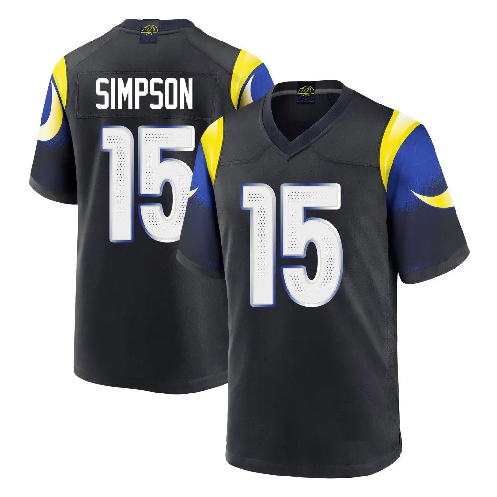 LA.Rams #15 Ty Simpson Player Black Midnight Rivalries Collection Home Game Ddoa Stitched Jerseys
