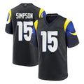 LA.Rams #15 Ty Simpson Player Black Midnight Rivalries Collection Home Game Ddoa Stitched Jerseys