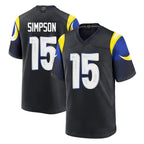 LA.Rams #15 Ty Simpson Player Black Midnight Rivalries Collection Home Game Ddoa Stitched Jerseys