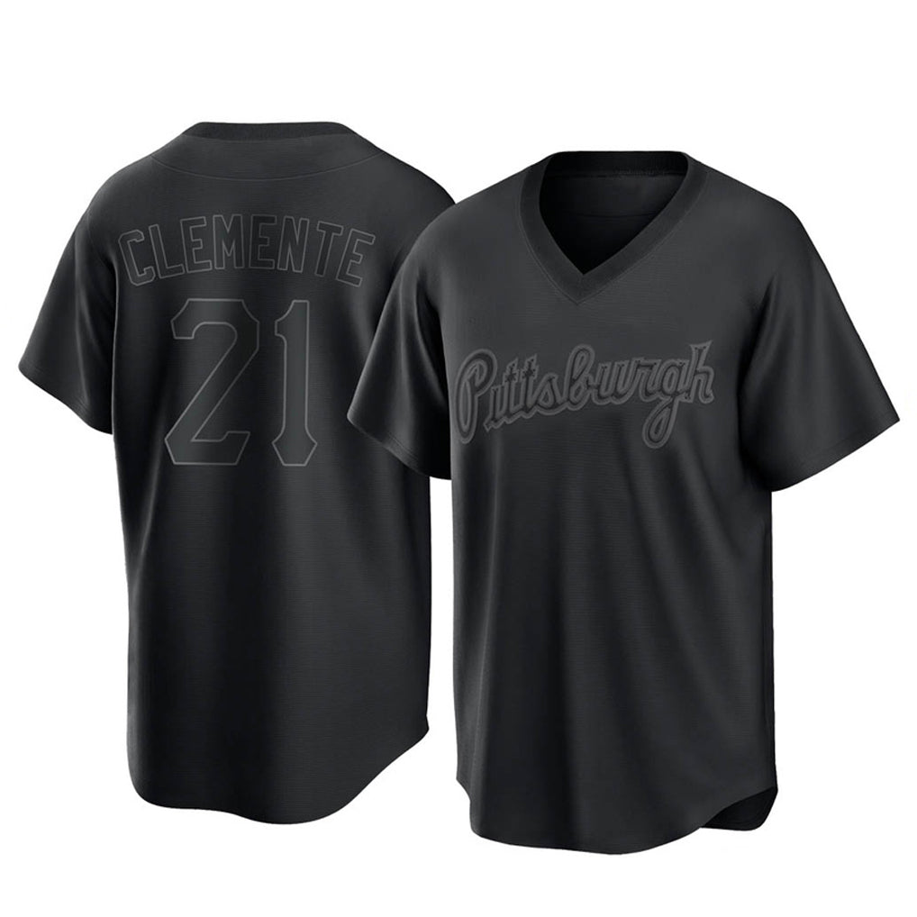 P.Pirates #21 Roberto Clemente Player Black Fashion Home Game Ddoa Stitched Jerseys