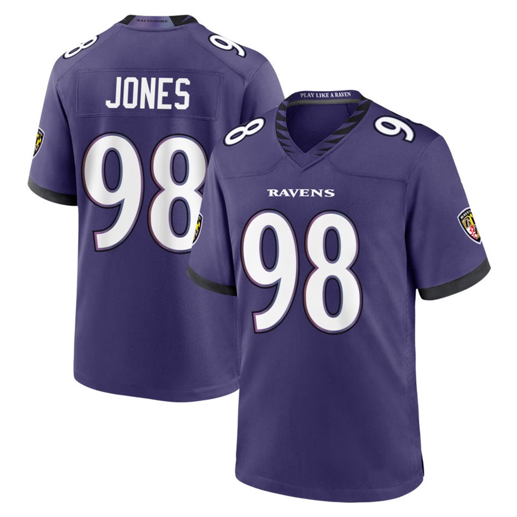 B.Ravens #98 Travis Jones Player Purple Limited Home Game Ddoa Stitched Jerseys