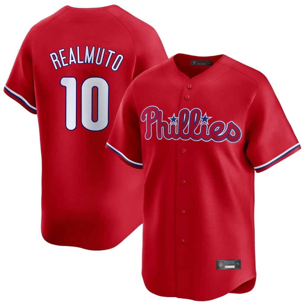 P.Phillies #10 J.T. Realmuto Player Red Home Limited Ddoa Stitched Jerseys