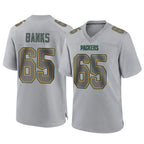 GB.Packers #65 Aaron Banks Player Gray Atmosphere Fashion Home Game Ddoa Stitched Jerseys