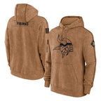 M.Vikings ## Vikings Blank Player Brown Salute to Service Pullover Hoodies Limited Game Ddoa Stitched Jerseys