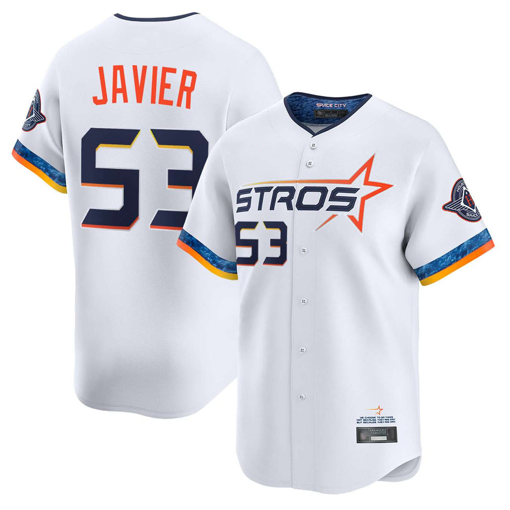 H.Astros #53 Cristian Javier Player White City Connect Limited Home Ddoa Stitched Jerseys
