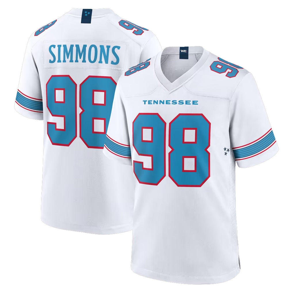 T.Titans #98 Jeffery Simmons Player White 2026 Game Home Ddoa Stitched Jerseys