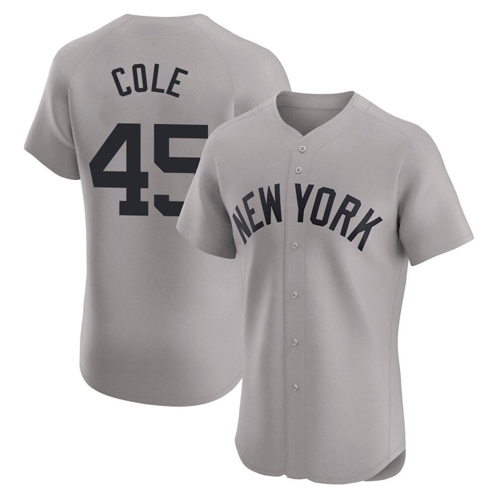 NY.Yankees #45 Gerrit Cole Player Gray Limited Elite Home Ddoa Stitched Jerseys