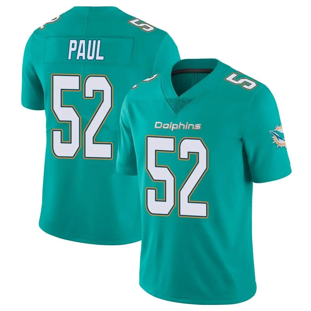M.Dolphins #52 Patrick Paul Player Aqua Limited Vapor Untouchable Home Game Ddoa Stitched Jerseys