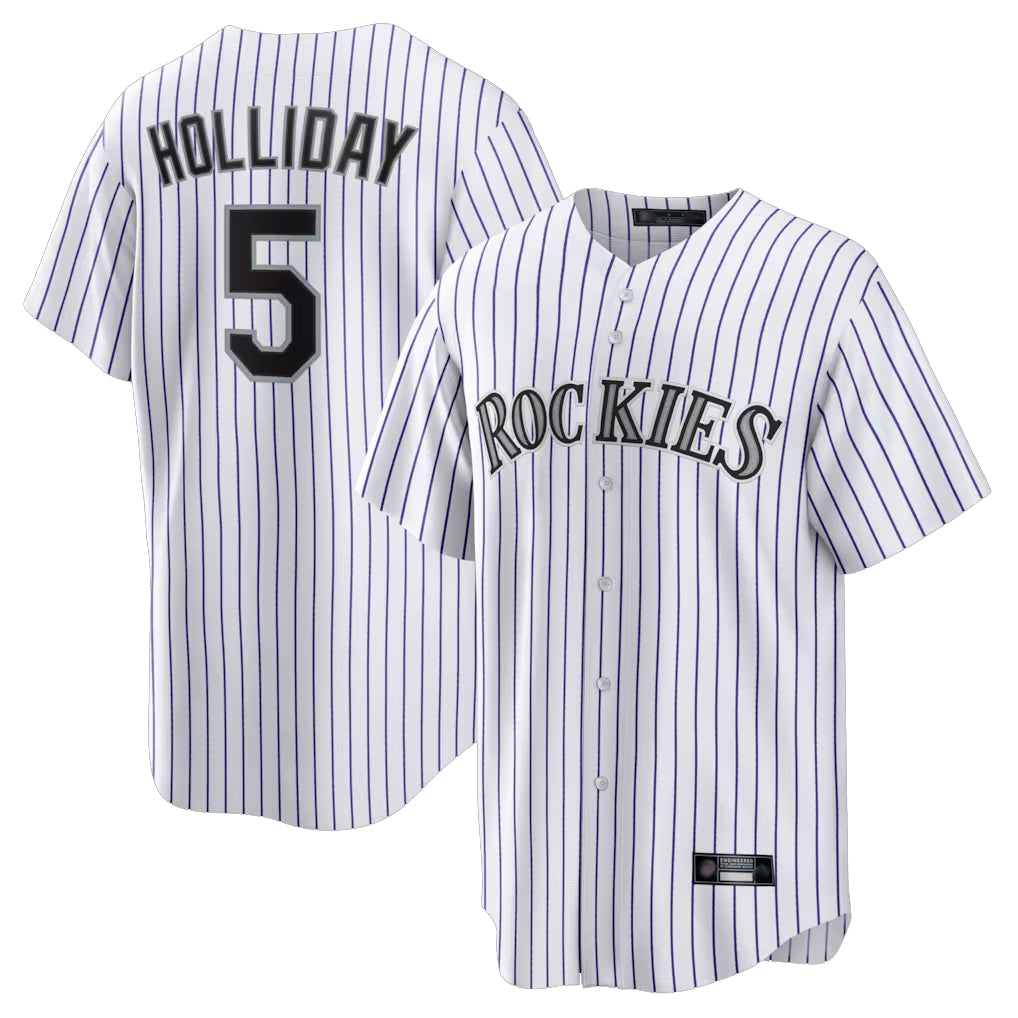 C.Rockies #5 Matt Holliday Player White Game Home Ddoa Stitched Jerseys