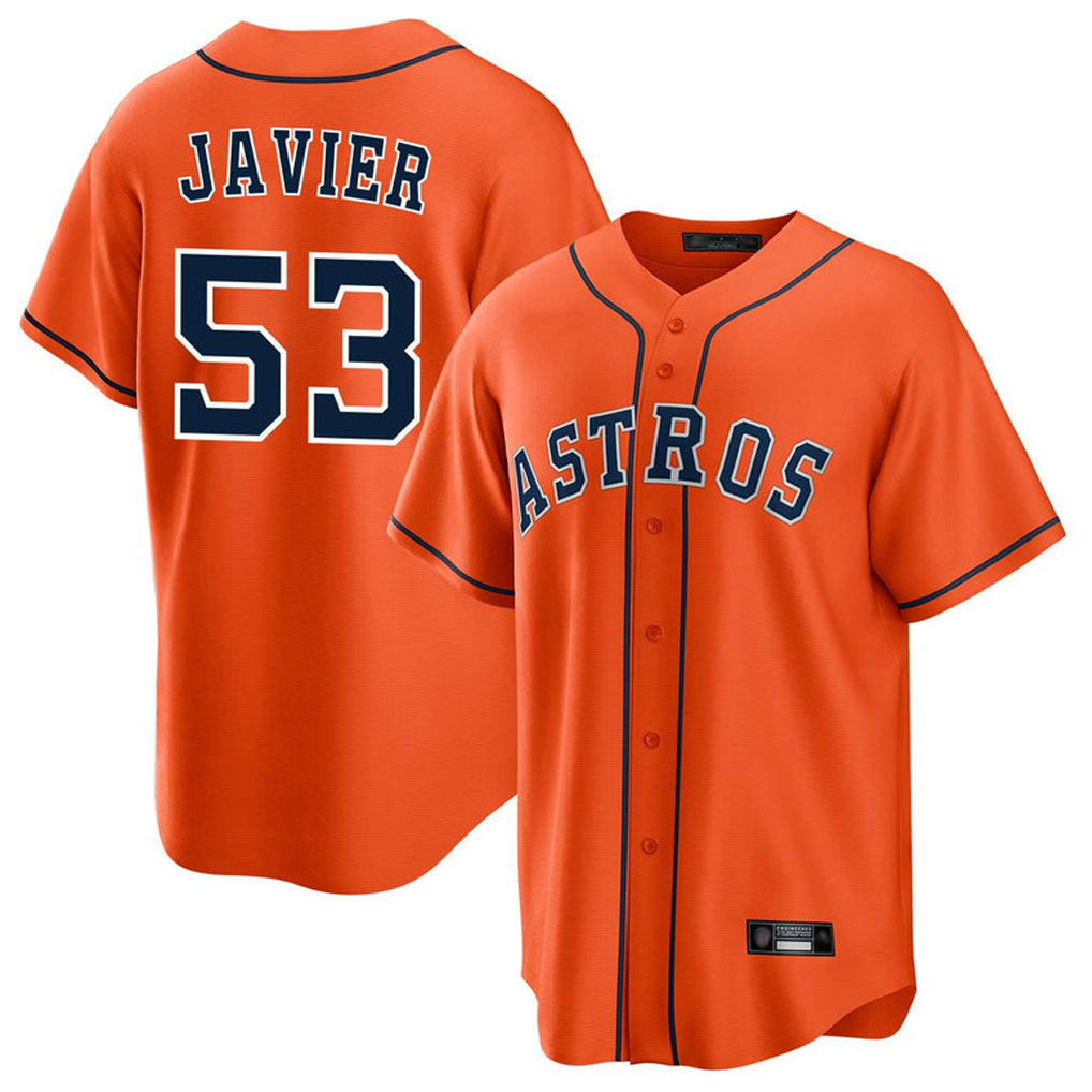 H.Astros #53 Cristian Javier Player Orange Home Game Ddoa Stitched Jerseys