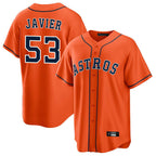 H.Astros #53 Cristian Javier Player Orange Home Game Ddoa Stitched Jerseys