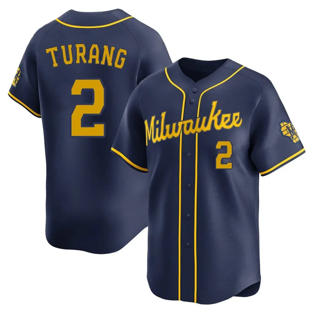 M.Brewers #2 Brice Turang Player Navy Home Limited Ddoa Stitched Jerseys