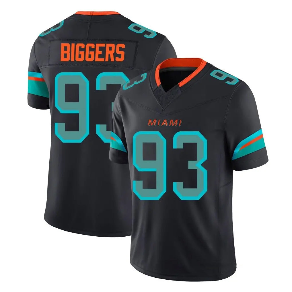 M.Dolphins #93 Zeek Biggers Player Black Limited Pitch Rivalries Collection Home Game Ddoa Stitched Jerseys