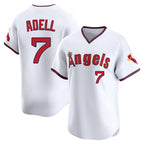LA.Angels #7 Jo Adell Player White T-shirt Home Limited Ddoa Stitched Jerseys