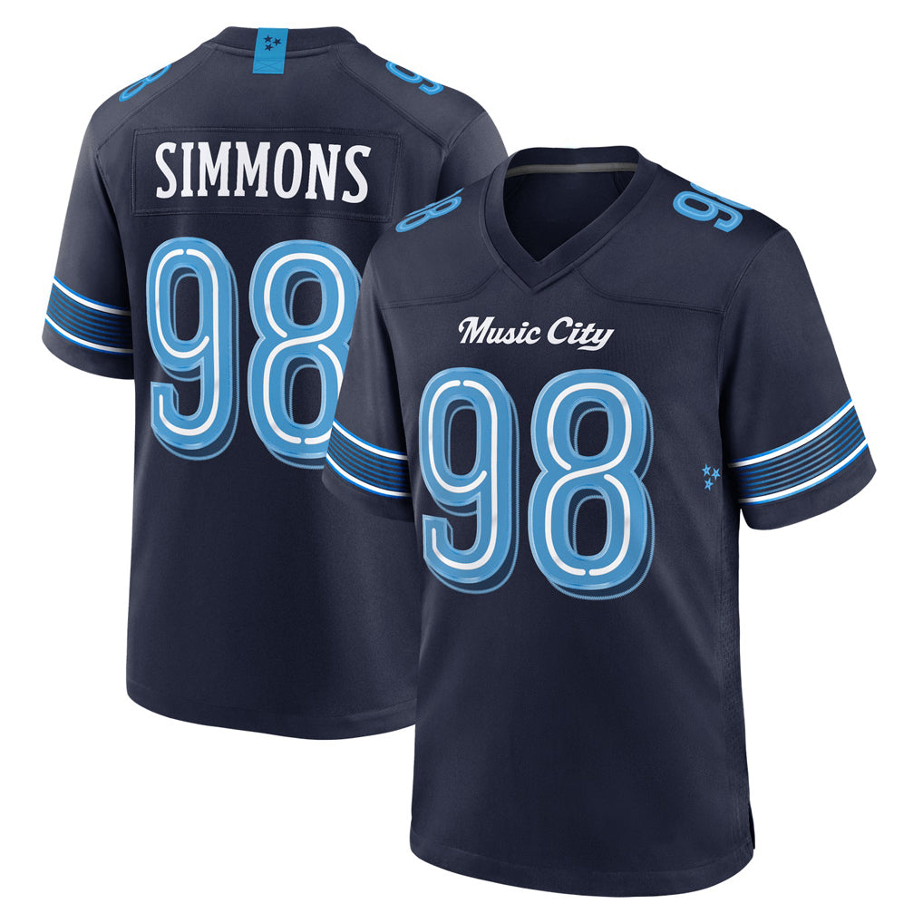 T.Titans #98 Jeffery Simmons Player Navy 2026 Rivalries Collection Home Game Ddoa Stitched Jerseys