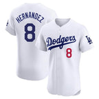 LA.Dodgers #8 Enrique Hern¨¢ndez Player White Limited Elite Home Ddoa Stitched Jerseys