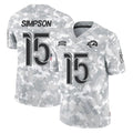 LA.Rams #15 Ty Simpson Player Arctic Camo Salute To Service Limited Game Ddoa Stitched Jerseys