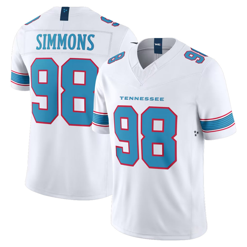 T.Titans #98 Jeffery Simmons Player White Limited Vapor F.U.S.E. Home Game Ddoa Stitched Jerseys