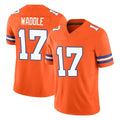 D.Broncos #17 Jaylen Waddle Player Orange Limited Alternate Vapor F.U.S.E. Throwback Game Ddoa Stitched Jerseys