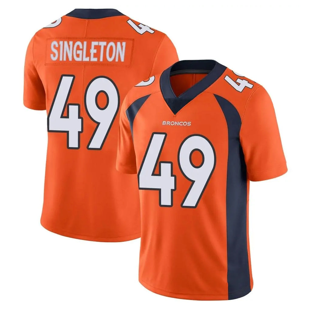 D.Broncos #49 Alex Singleton Player Orange Color Vapor Untouchable Limited Game Ddoa Stitched Jerseys