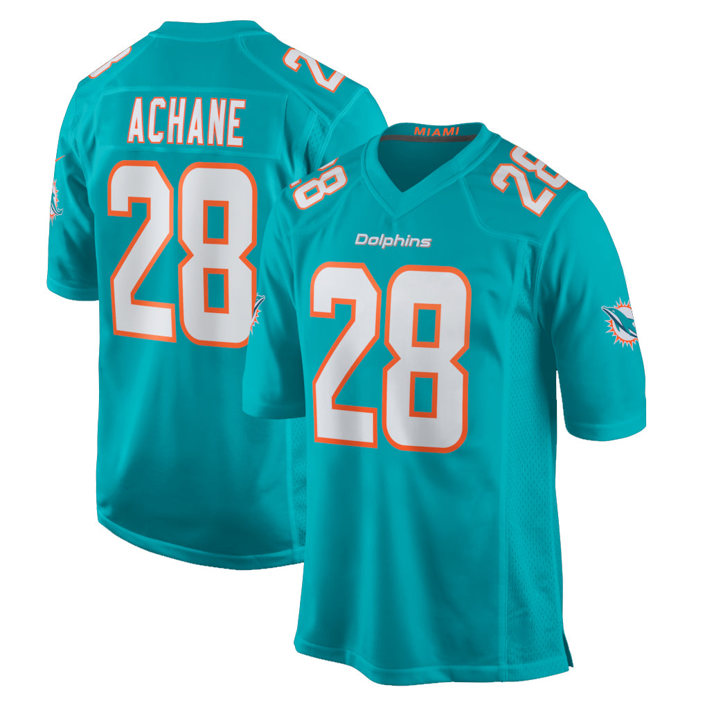 M.Dolphins #28 De'Von Achane Player Aqua Home Game Ddoa Stitched Jerseys
