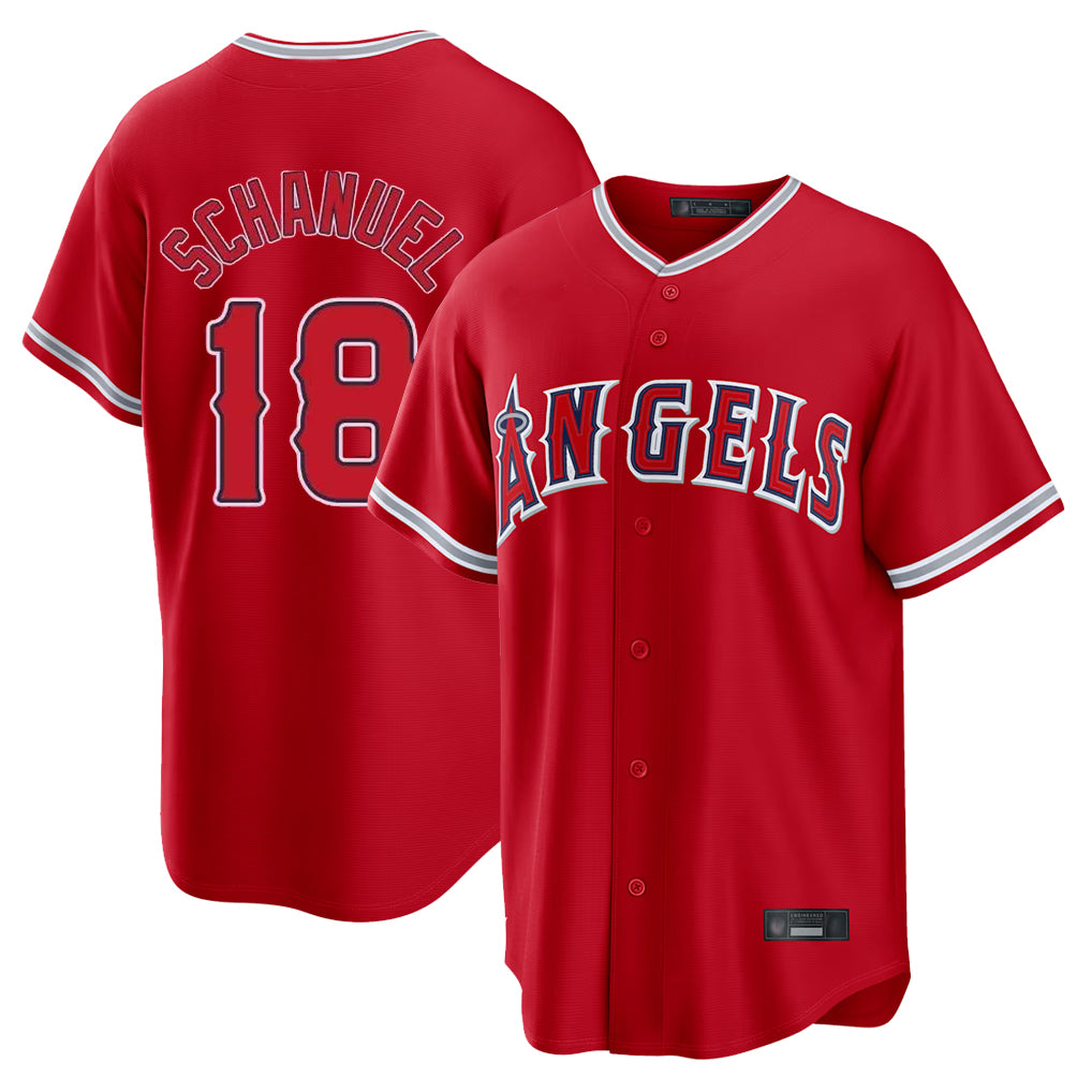LA.Angels #18 Nolan Schanuel Player Red Home Game Ddoa Stitched Jerseys