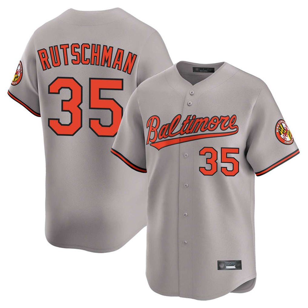 B.Orioles #35 Adley Rutschman Player Gray Limited Home Game Ddoa Stitched Jerseys