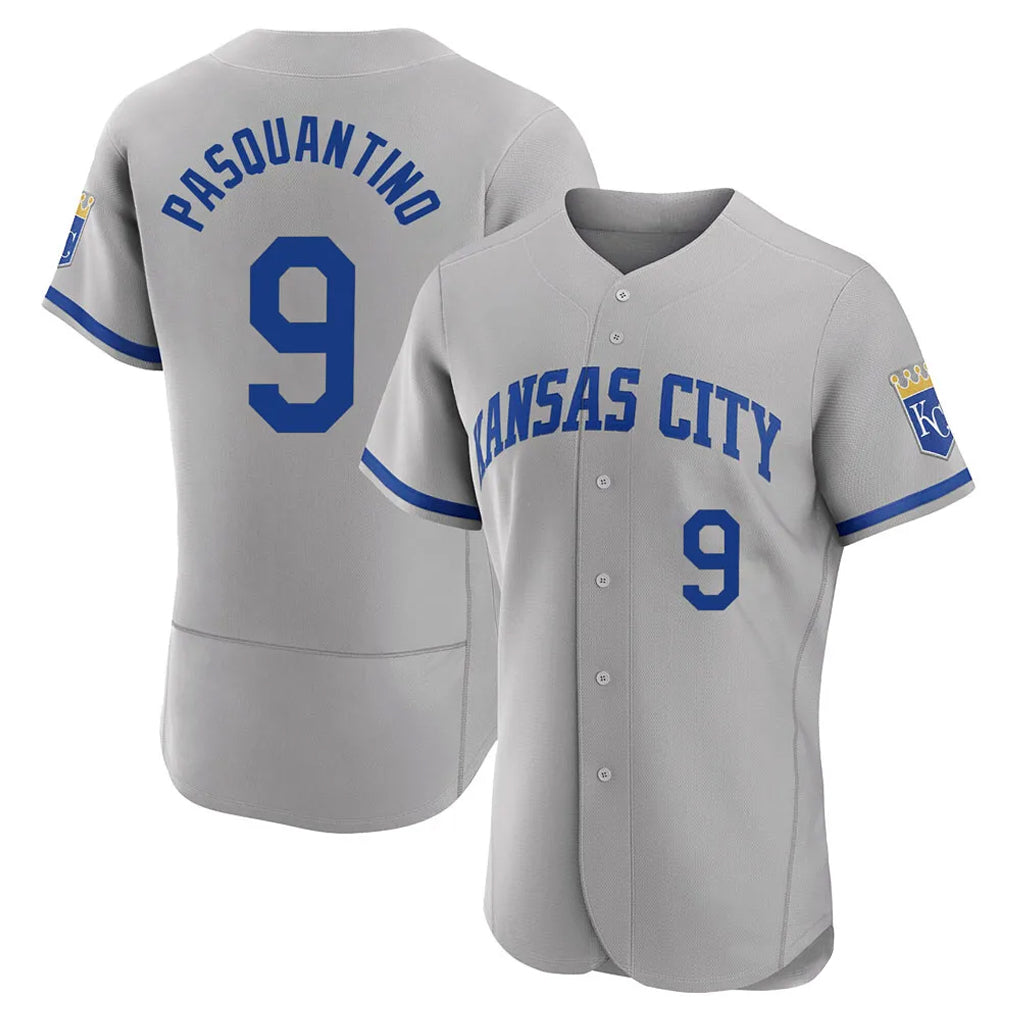 KC.Royals #9 Vinnie Pasquantino Player Gray Limited Elite Home Game Ddoa Stitched Jerseys