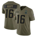 LA.Chargers #16 J.K. Scott Player Olive 2025 Salute To Service Limited Game Ddoa Stitched Jerseys