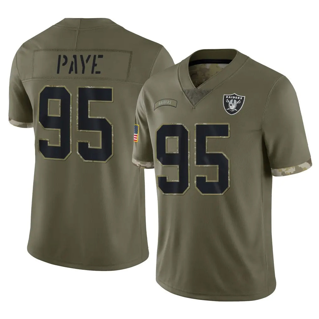 LV.Raiders #95 Kwity Paye Player Olive Salute To Service Limited Stitched Jerseys