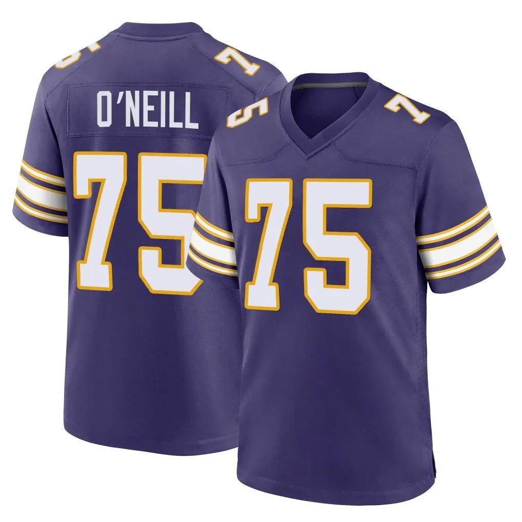 M.Vikings #75 Brian O'Neill Player Purple Classic Home Game Ddoa Stitched Jerseys
