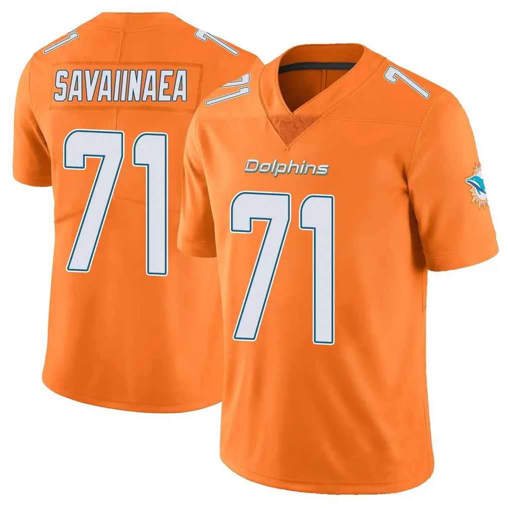 M.Dolphins #71 Jonah Savaiinaea Player Orange Limited Home Game Ddoa Stitched Jerseys
