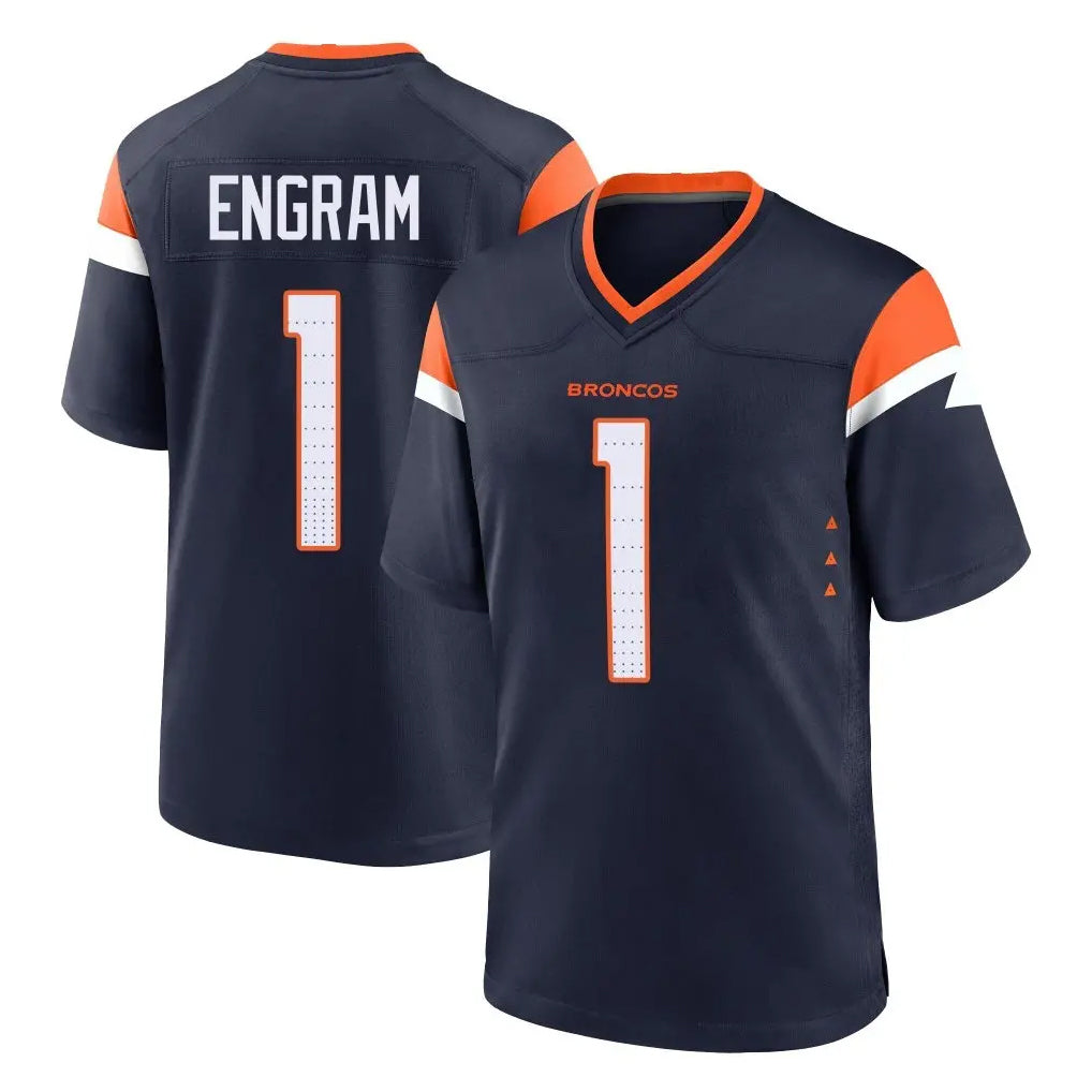 D.Broncos #1 Evan Engram Player Navy Home Game Ddoa Stitched Jerseys