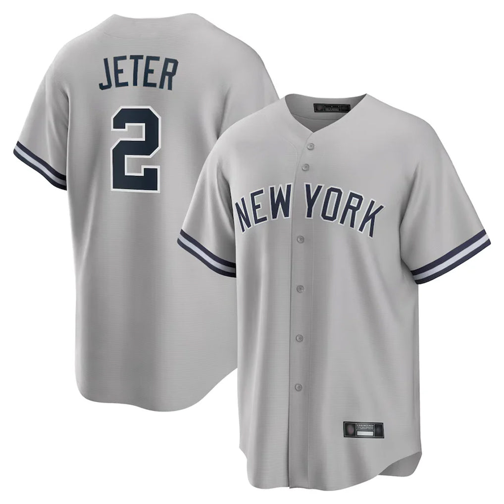 NY.Yankees #2 Derek Jeter Player Gray Road Game Ddoa Stitched Jerseys