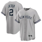 NY.Yankees #2 Derek Jeter Player Gray Road Game Ddoa Stitched Jerseys