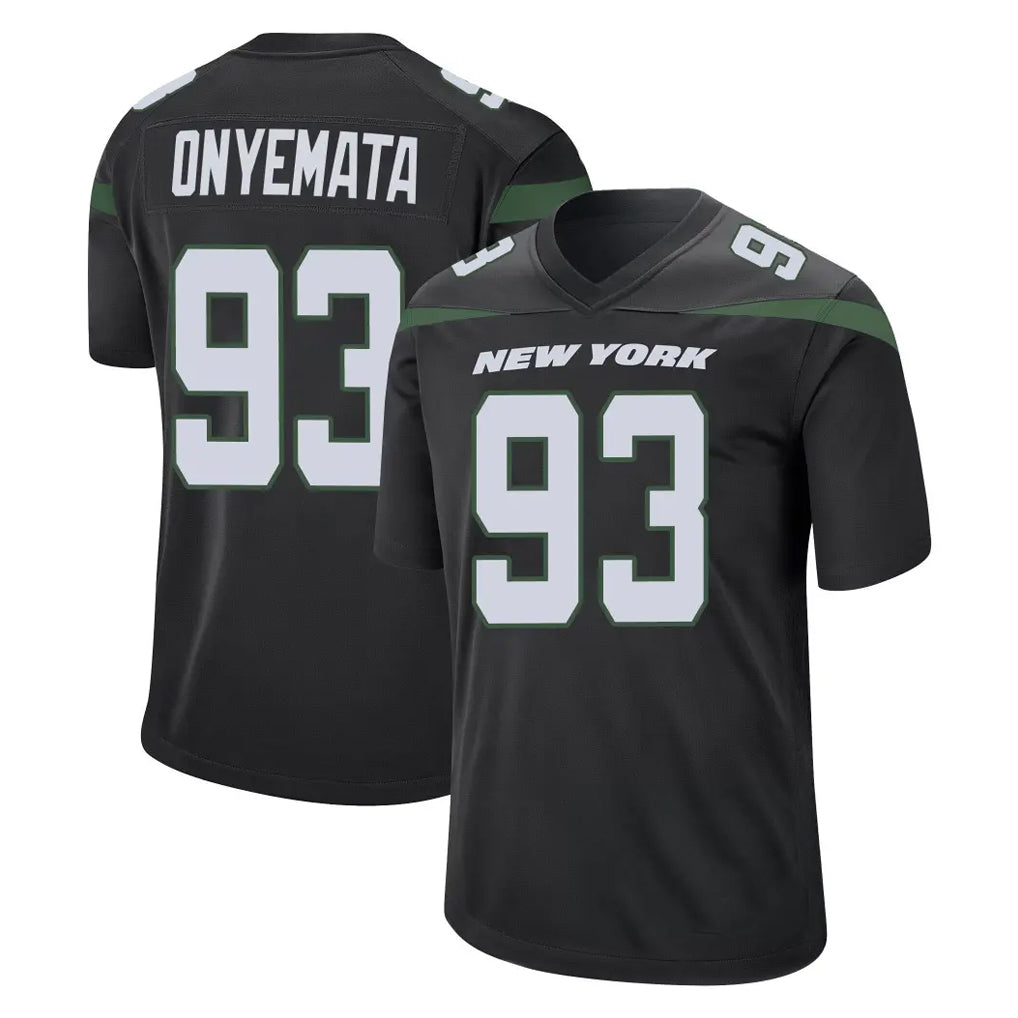 NY.Jets #93 David Onyemata Player Stealth Black Home Game Ddoa Stitched Jerseys