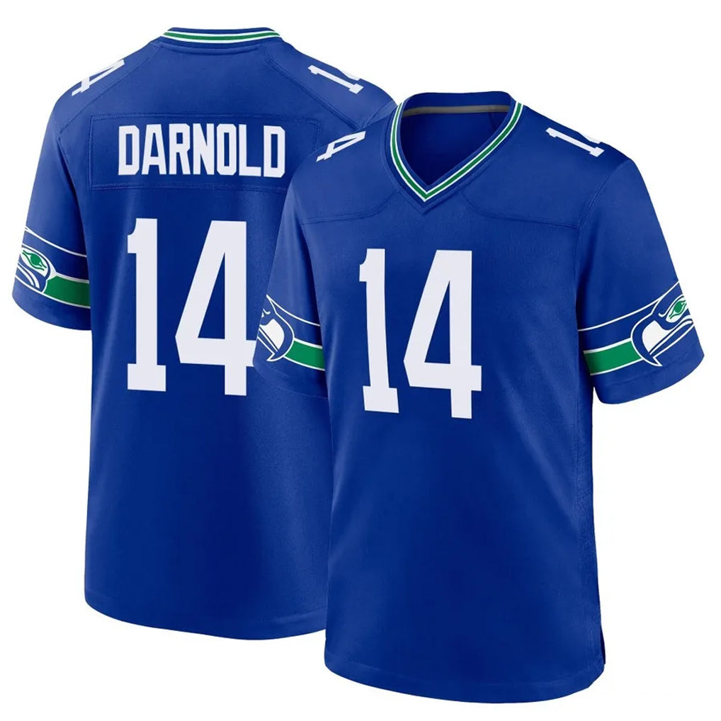 S.Seahawks #14 Sam Darnold Player Royal Throwback Home Game Ddoa Stitched Jerseys