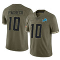 D.Lions #10 Isiah Pacheco Player Olive Salute To Service Limited Ddoa Stitched Jerseys