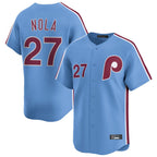 P.Phillies #27 Aaron Nola Player Light Blue Home Limited Ddoa Stitched Jerseys