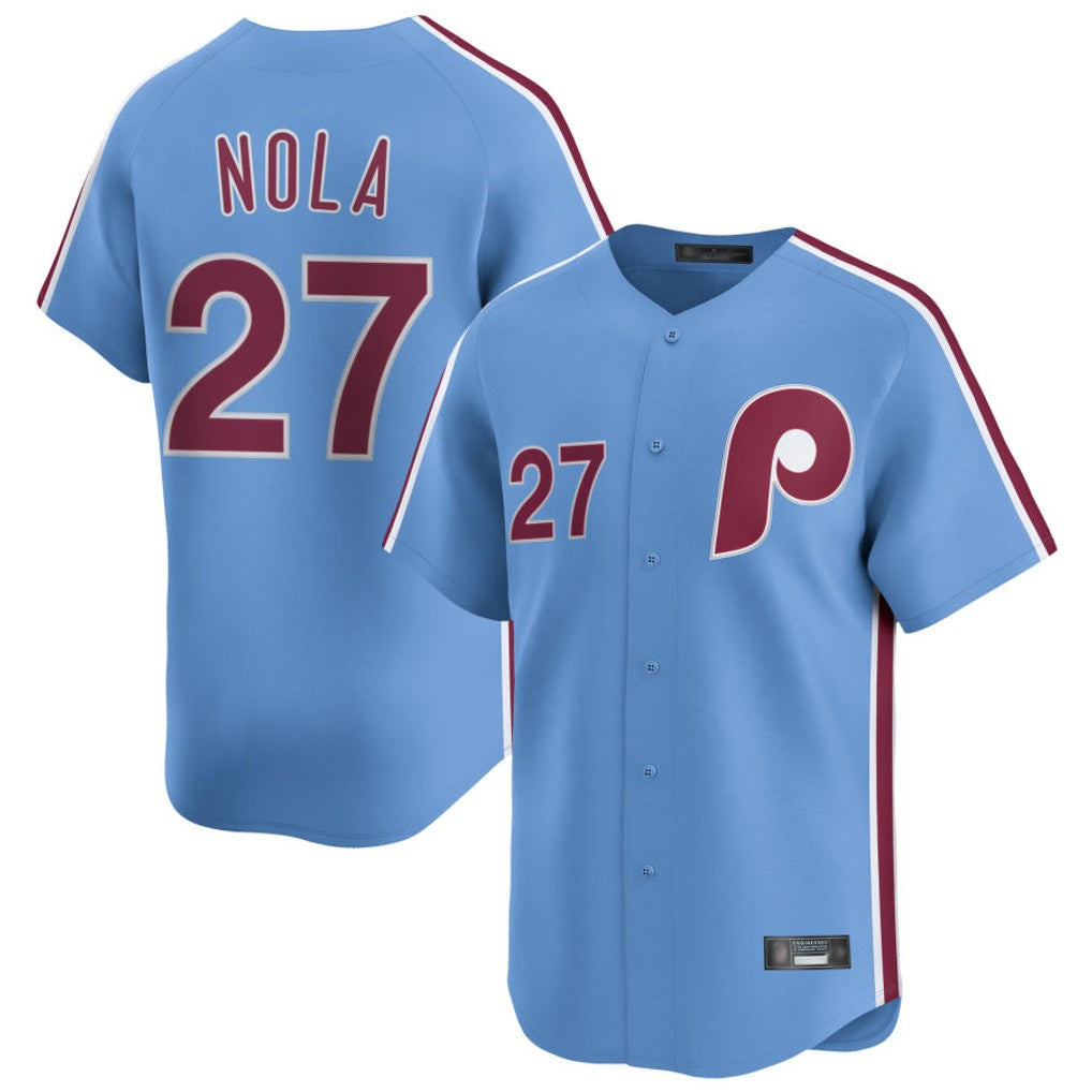 P.Phillies #27 Aaron Nola Player Light Blue Home Limited Ddoa Stitched Jerseys