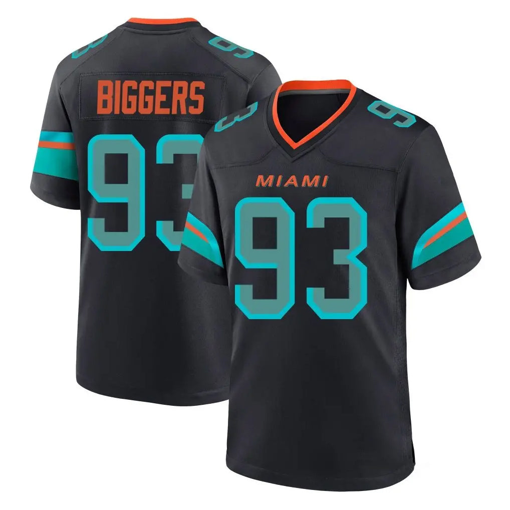 M.Dolphins #93 Zeek Biggers Player Black Pitch Rivalries Collection Home Game Ddoa Stitched Jerseys