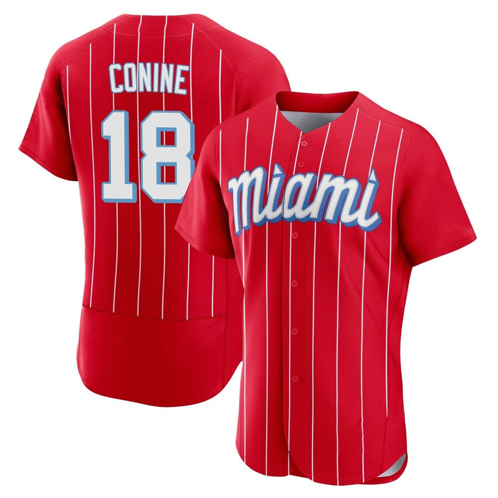 M.Marlins #18 Griffin Conine Player Red City Connect Home Limited Elite Ddoa Stitched Jerseys