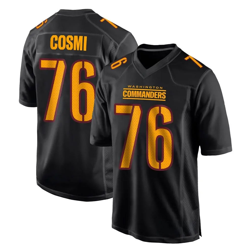 W.Commanders #76 Sam Cosmi Player Black Carbon Fashion Home Game Ddoa Stitched Jerseys