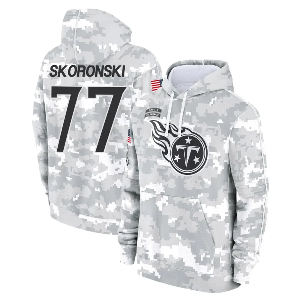 T.Titans #77 Peter Skoronski Player Camo Arctic Salute to Service Pullover Hoodies Home Game Ddoa Stitched Jerseys