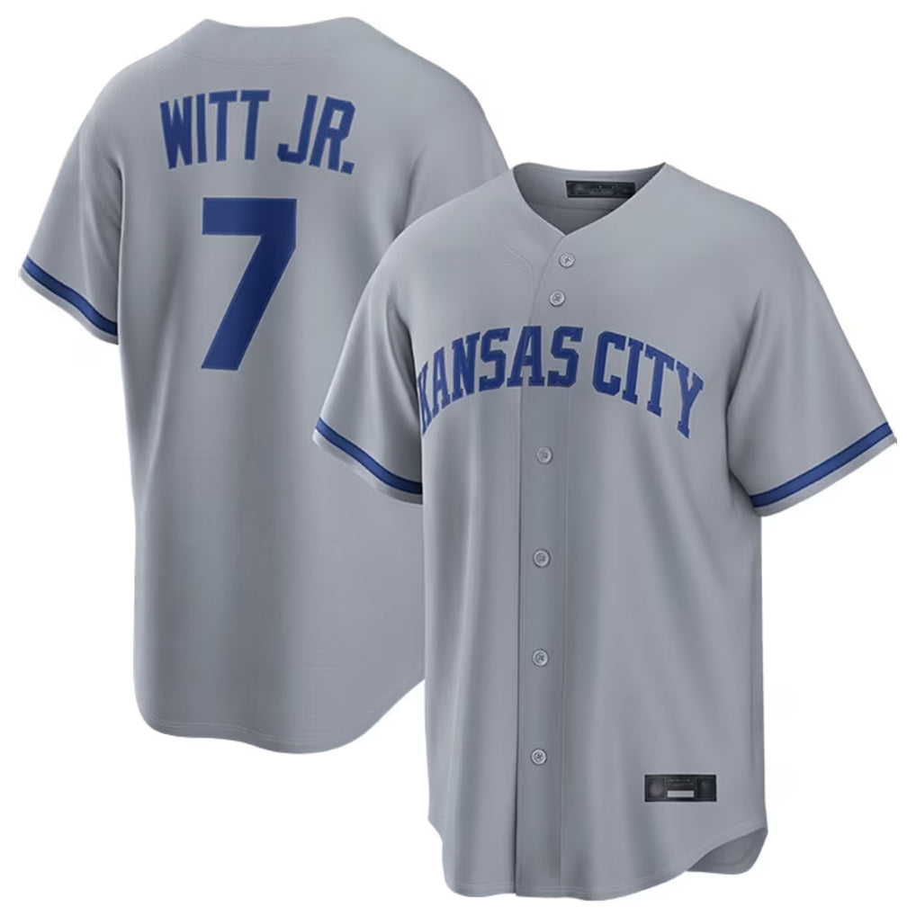 KC.Royals #7 Bobby Witt Jr. Player Grey Road Game Home Ddoa Stitched Jerseys
