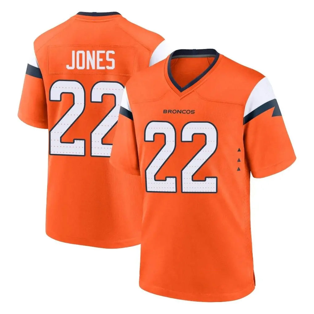 D.Broncos #22 Brandon Jones Player Orange Home Game Ddoa Stitched Jerseys