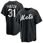 NY.Mets #31 Mike Piazza Player Black Home Game Ddoa Stitched Jerseys
