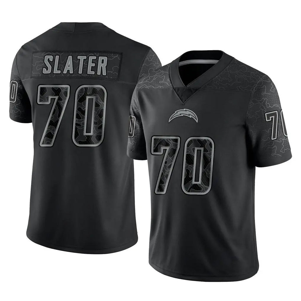 LA.Chargers #70 Rashawn Slater Player Black Limited Reflective Home Game Ddoa Stitched Jerseys
